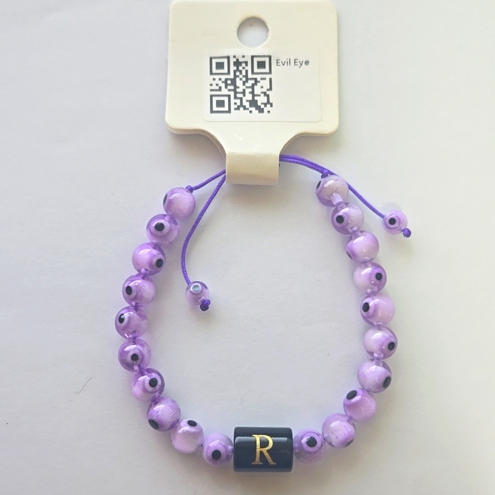 Evil Eye Gem Stone Bracelet Letter R